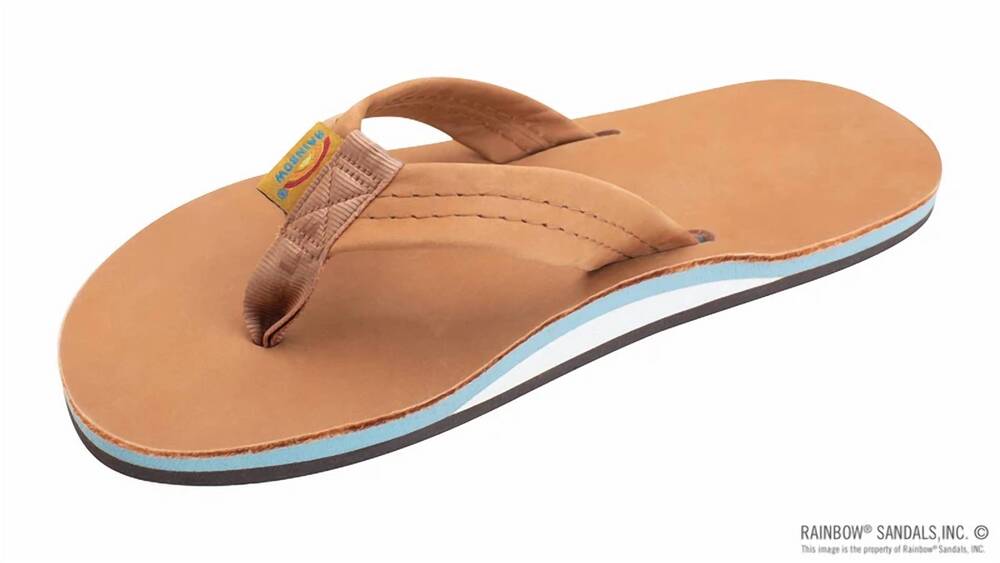 NEW RAINBOW SANDALS women's premier sandal in tan blue
